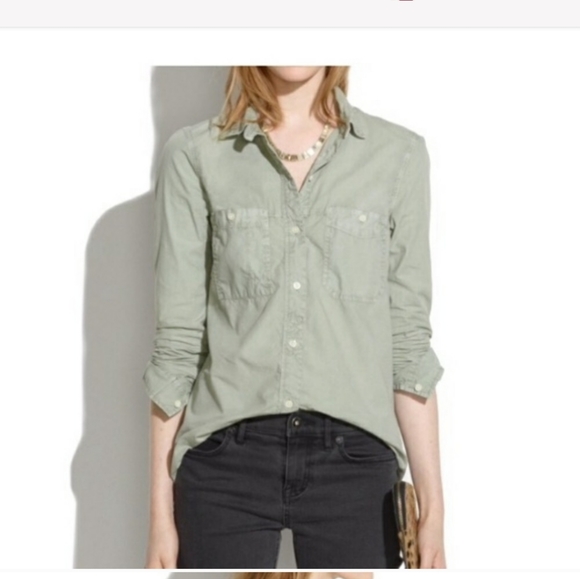 Madewell | Washed Cotton Boyfriend Shirt - Pink - Picture 6 of 6